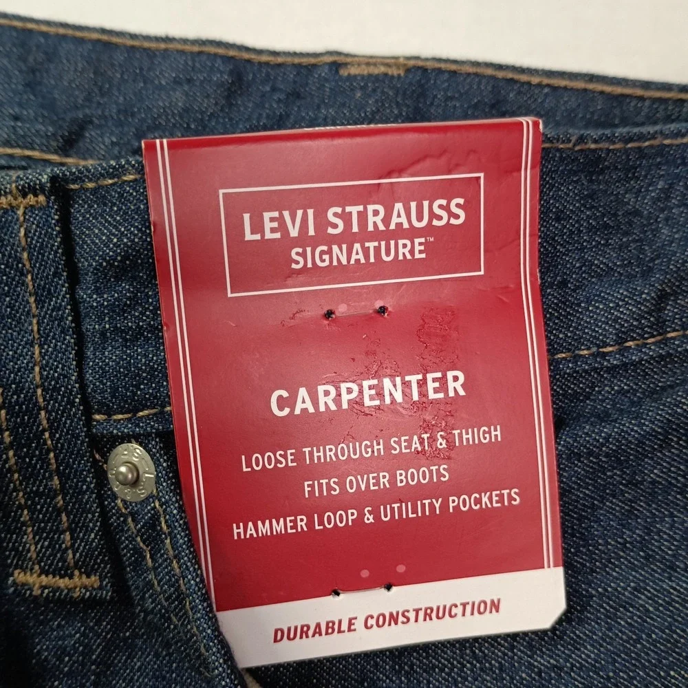 Signature By Levi Strauss & Co. Carpenter Jeans Men's Size 44x30 Blue Cotton